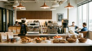 office breakroom with wide selection of coffee products