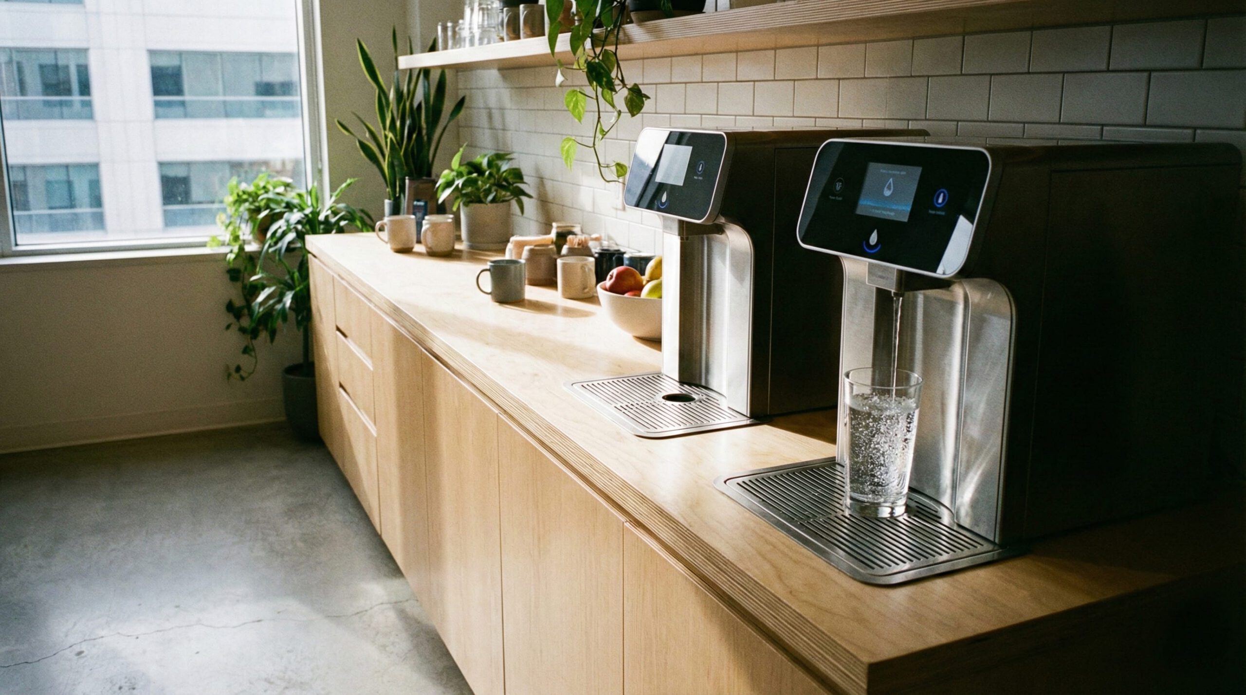 two countertop water dispensers
