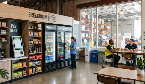warehouse breakroom micro market in industrial facility